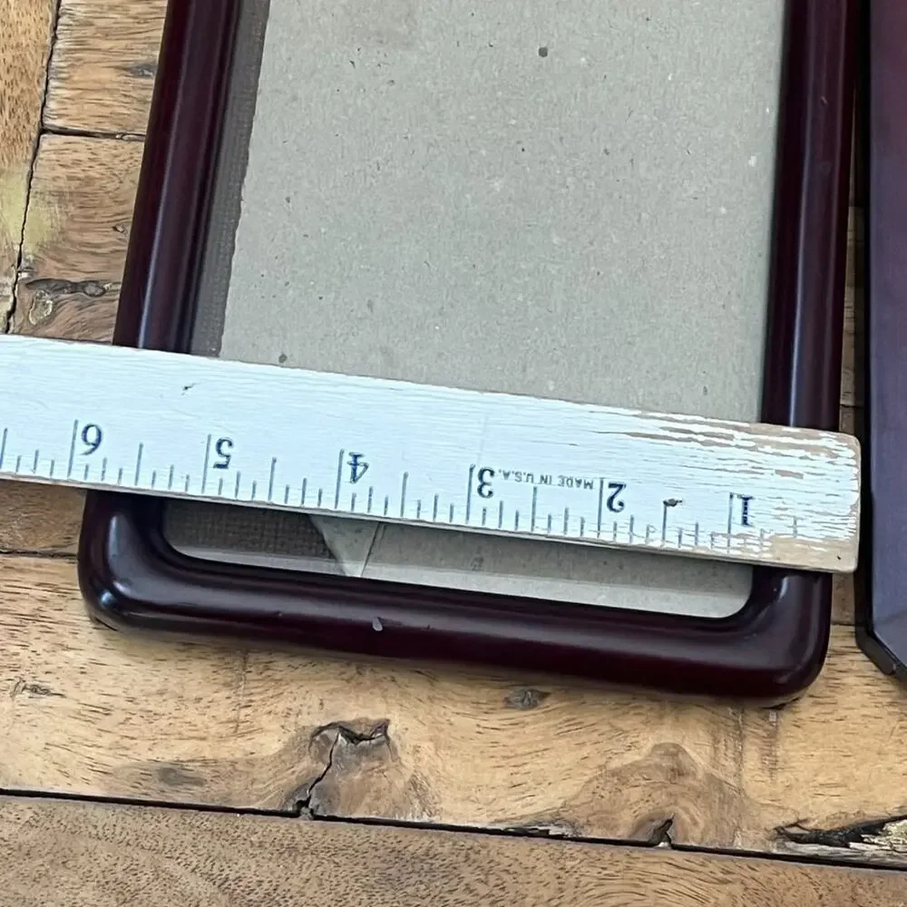 Vintage MCM Solid Dark Wood Picture Frames Set of 2 6 x 8 in